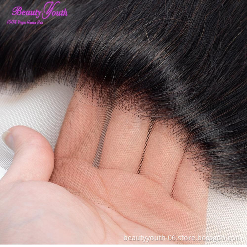 13*4   Ear to Ear Transparent Thin Skin Invisible Swiss Lace Closure Human Hair Hd Lace Frontals with Pre plucked Hairline